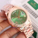 Perfect Replica Best Rolex Day Date 40 Rose Gold Green Dial President Watch